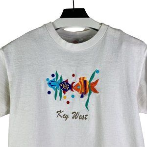 Vintage Hanes Heavyweight Key West Florida T-Shirt Unisex White Size Medium